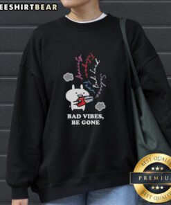 Premium Usagyuuun Bad Vibes Be Gone Black Sweatshirt featuring a stylish design perfect for casual wear.