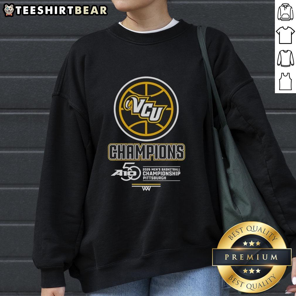 Alt Text: Premium VCU 2026 Men's Basketball Championship Pittsburgh sweatshirt featuring team colors and logo.