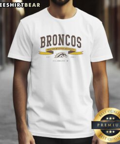 Premium Western Michigan Broncos Est 1903 Kalamazoo MI Ribbon Flight T-Shirt featuring vibrant team colors and logo design.