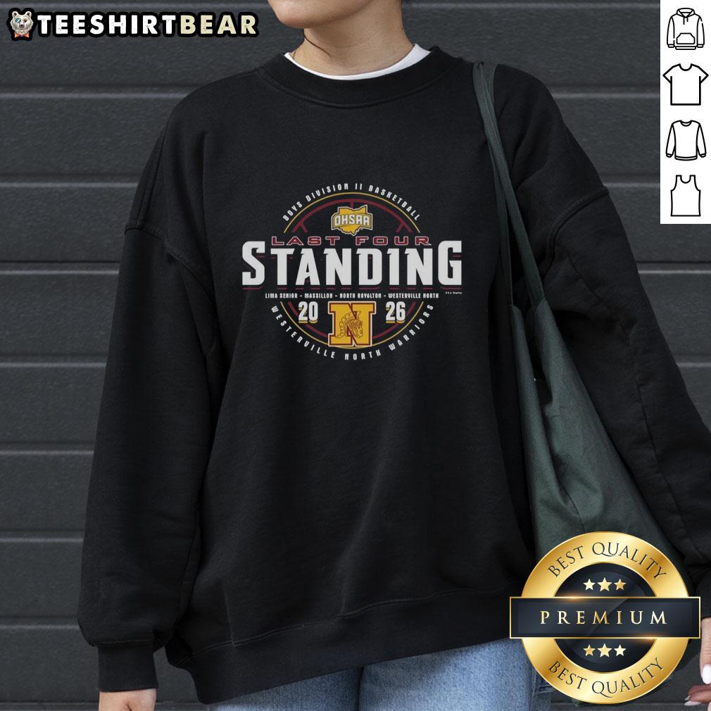 Premium Westerville North Warriors 2026 OHSAA Boys Basketball Division 3 Last Four Standing Sweatshirt in navy blue.