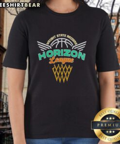 Premium Wright State Raiders NCAA Basketball Horizon League Champions 2026 Ladies Tee logo design.