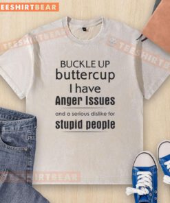 Funny washed t-shirt with 'I have anger issues and a dislike for stupid people' quote Perfect for casual wear.