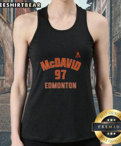 Connor McDavid 97 Edmonton Oilers tank top featuring name and number design, perfect for fans and game day wear.