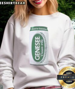 Cozy Pretty Genesee Cream Ale beer sweatshirt displayed on a wooden table, perfect for beer enthusiasts and casual wear.