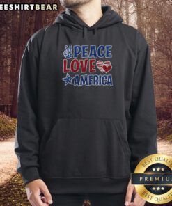 Pretty Peace Love America Hoodie in vibrant colors, featuring a stylish design perfect for casual wear and expressing unity.