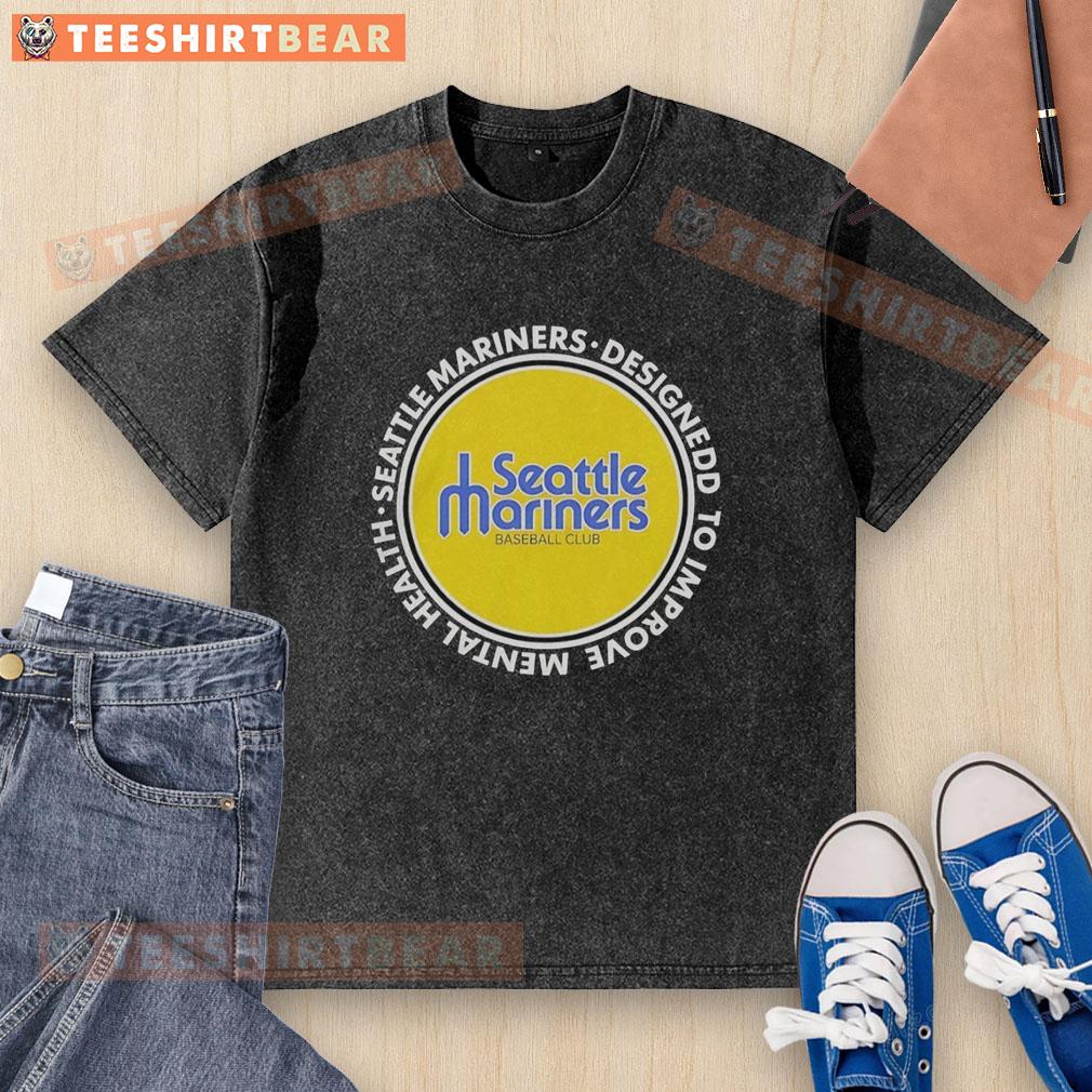 Pretty Seattle Mariners washed t-shirt designed to improve mental health, featuring a vibrant team logo and comfortable fit.
