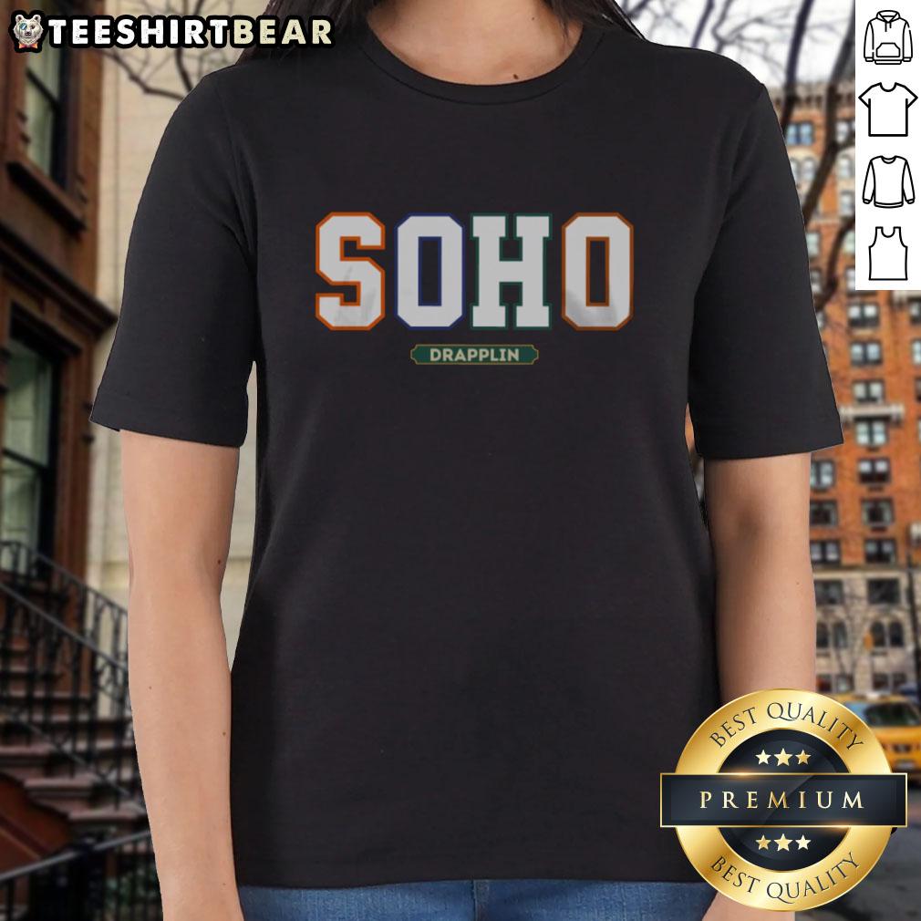 Pretty Soho Drappling Ladies Tee in soft fabric, featuring a stylish draped design and flattering fit for modern women.