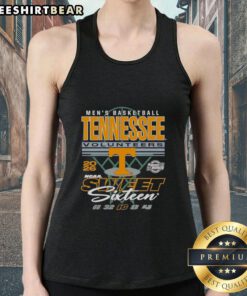 Pretty Tennessee Volunteers NCAA March Madness Sweet Sixteen 2026 tank top featuring vibrant team colors and logo.