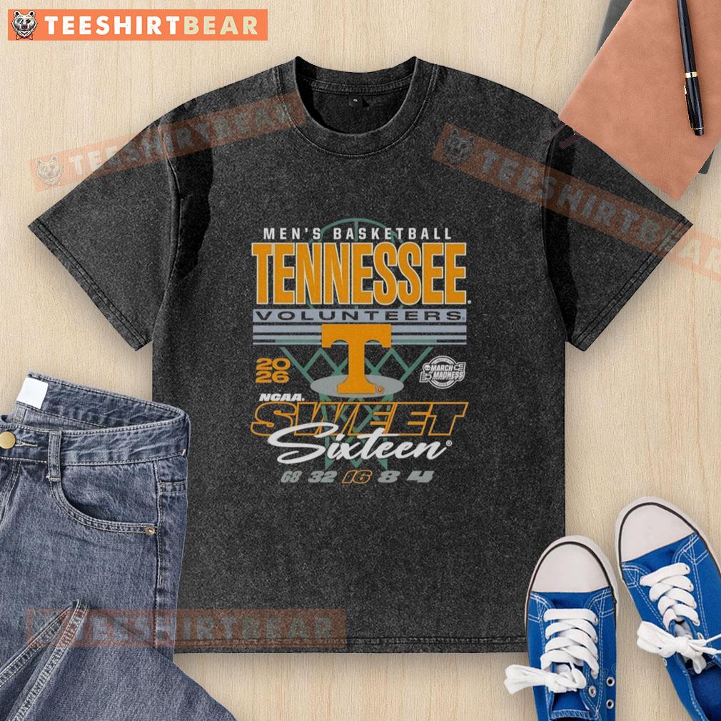 Pretty Tennessee Volunteers NCAA March Madness Sweet Sixteen 2026 washed t-shirt, showcasing vibrant team colors and logo.