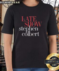 Pretty ladies tee from The Late Show with Stephen Colbert, featuring a stylish design perfect for fans of the show.