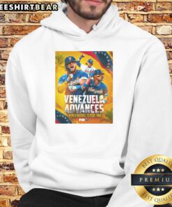 Team Venezuela celebrates victory in the 2026 World Baseball Classic, defeating Team USA, wearing championship hoodies.