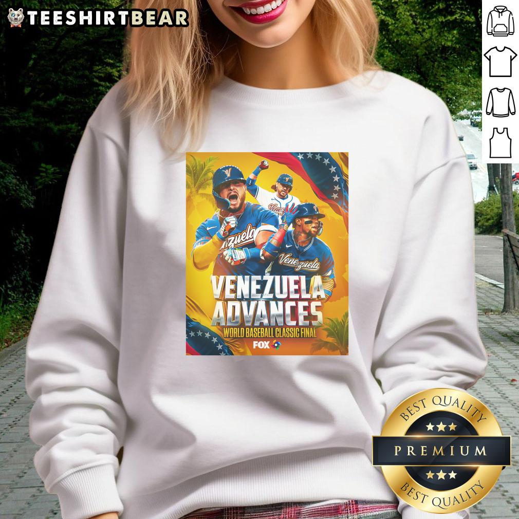 Team Venezuela celebrates victory in the World Baseball Classic 2026, defeating Team USA, with a stylish sweatshirt.