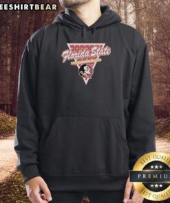 Alt Text: Florida State Seminoles basketball hoodie featuring a palm tree pattern inside a triangle logo design.