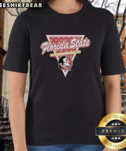 Florida State Seminoles basketball ladies tee featuring a palm tree pattern inside a triangle logo design.