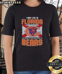 Chicago Bears football flag ladies tee design, showcasing pride for the team, perfect for fans living in Florida.