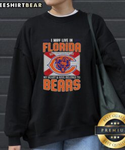 Alt Text: Chicago Bears football flag sweatshirt for fans who live in Florida but support Chicago on game day.