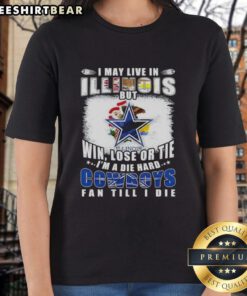 Die-hard Dallas Cowboys fan ladies tee, perfect for fans in Illinois showing team spirit, win or lose, till the end.