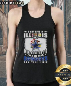 Die-hard Dallas Cowboys fan tank top, showcasing pride for the team while living in Illinois, perfect for game day.