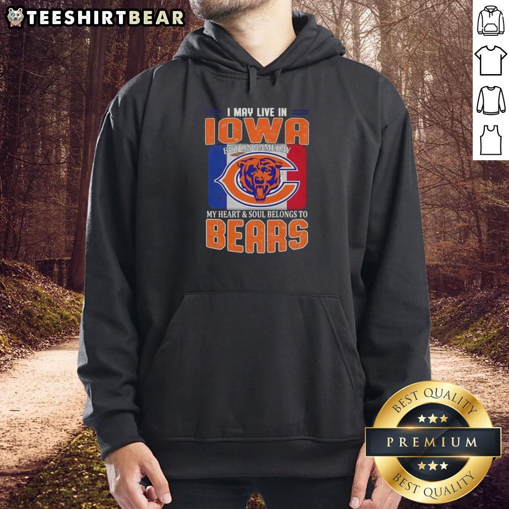 Chicago Bears football flag hoodie, perfect for fans living in Iowa on game day, showcasing team spirit and pride.