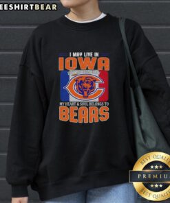 Alt Text: Chicago Bears football flag sweatshirt, perfect for fans living in Iowa, showcasing team pride on game day.