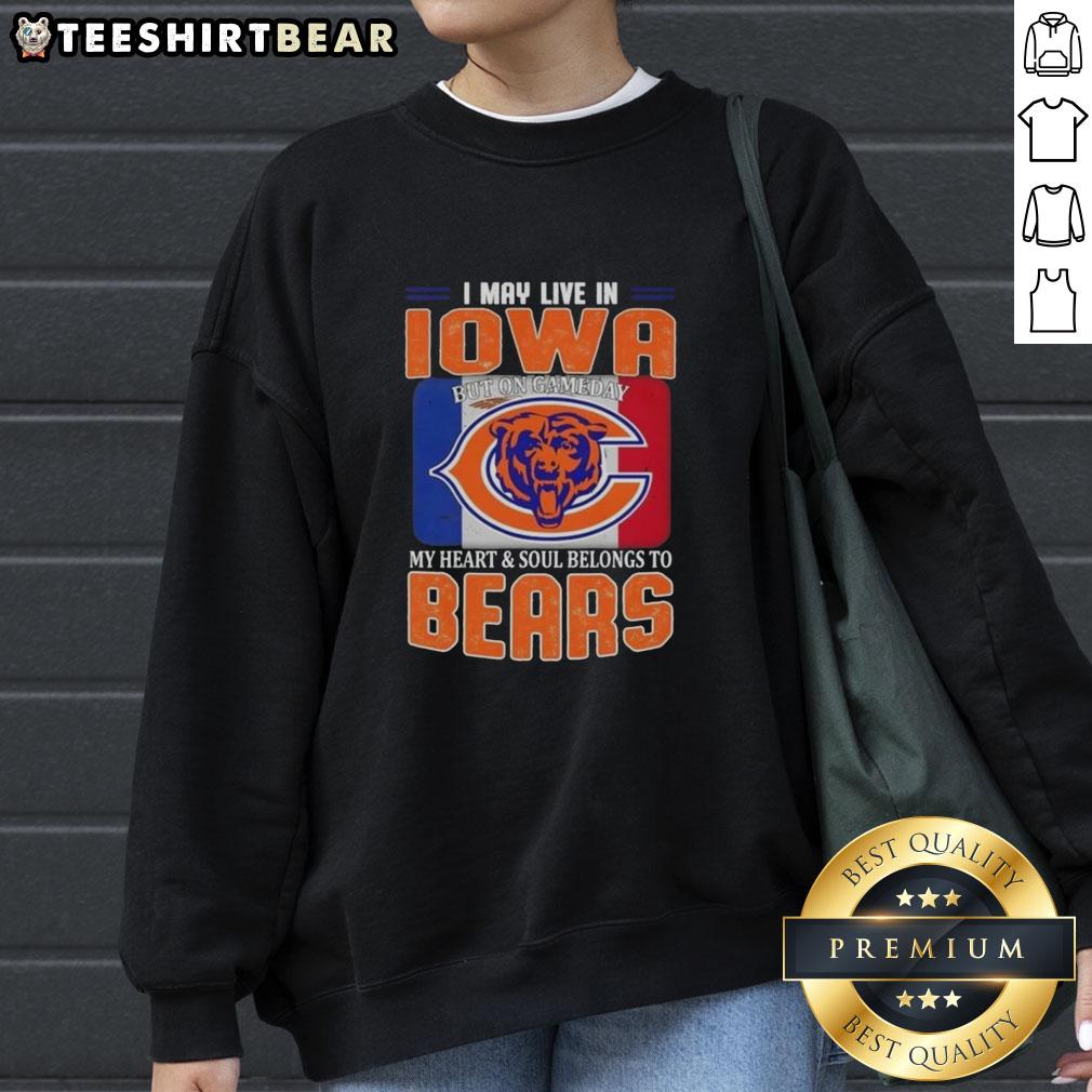 Alt Text: Chicago Bears football flag sweatshirt, perfect for fans living in Iowa, showcasing team pride on game day.