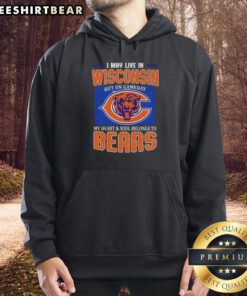 Alt Text: Chicago Bears football flag hoodie for fans in Wisconsin, showing team pride on game day.