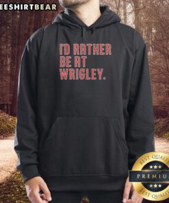 Cozy 'Top I'd Rather Be at Wrigley' hoodie in navy, perfect for baseball fans and Wrigley Field enthusiasts.