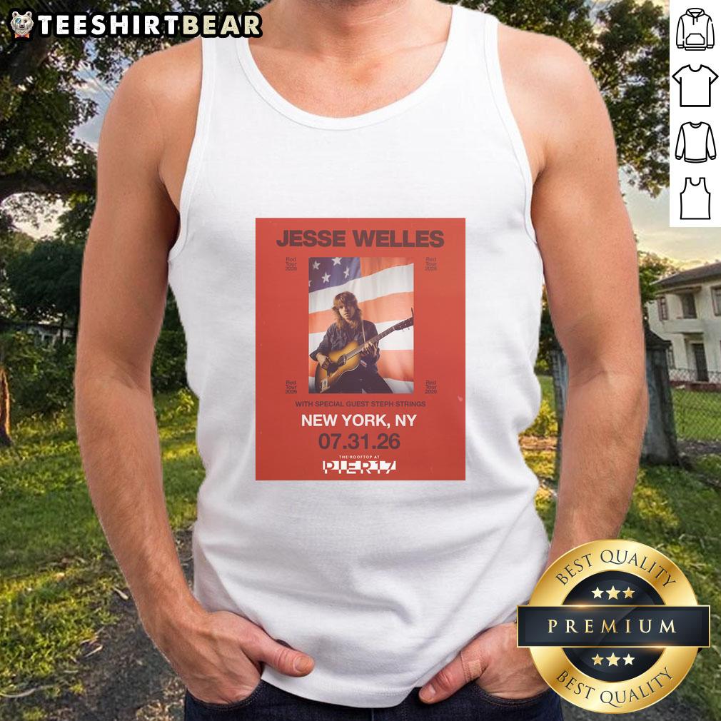 Top Jesse Welles Red Tour 2026 North America City Dates poster on a tank top showcasing vibrant tour details and dates.