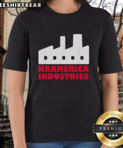 Stylish Top Kramerica Industries graphic ladies tee showcasing bold logo on a soft fabric, perfect for casual wear.