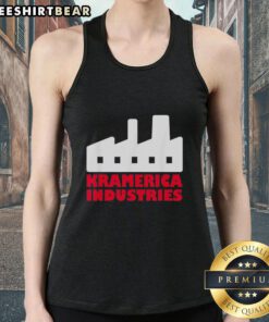 Alt Text: Stylish Top Kramerica Industries graphic tank top featuring bold logo design on soft fabric, perfect for casual wear.