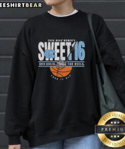 Alt Text: Cozy 'Top North Carolina Tar Heels Sweet 16 2026 NCAA Women's March Madness Four It All' sweatshirt in blue.
