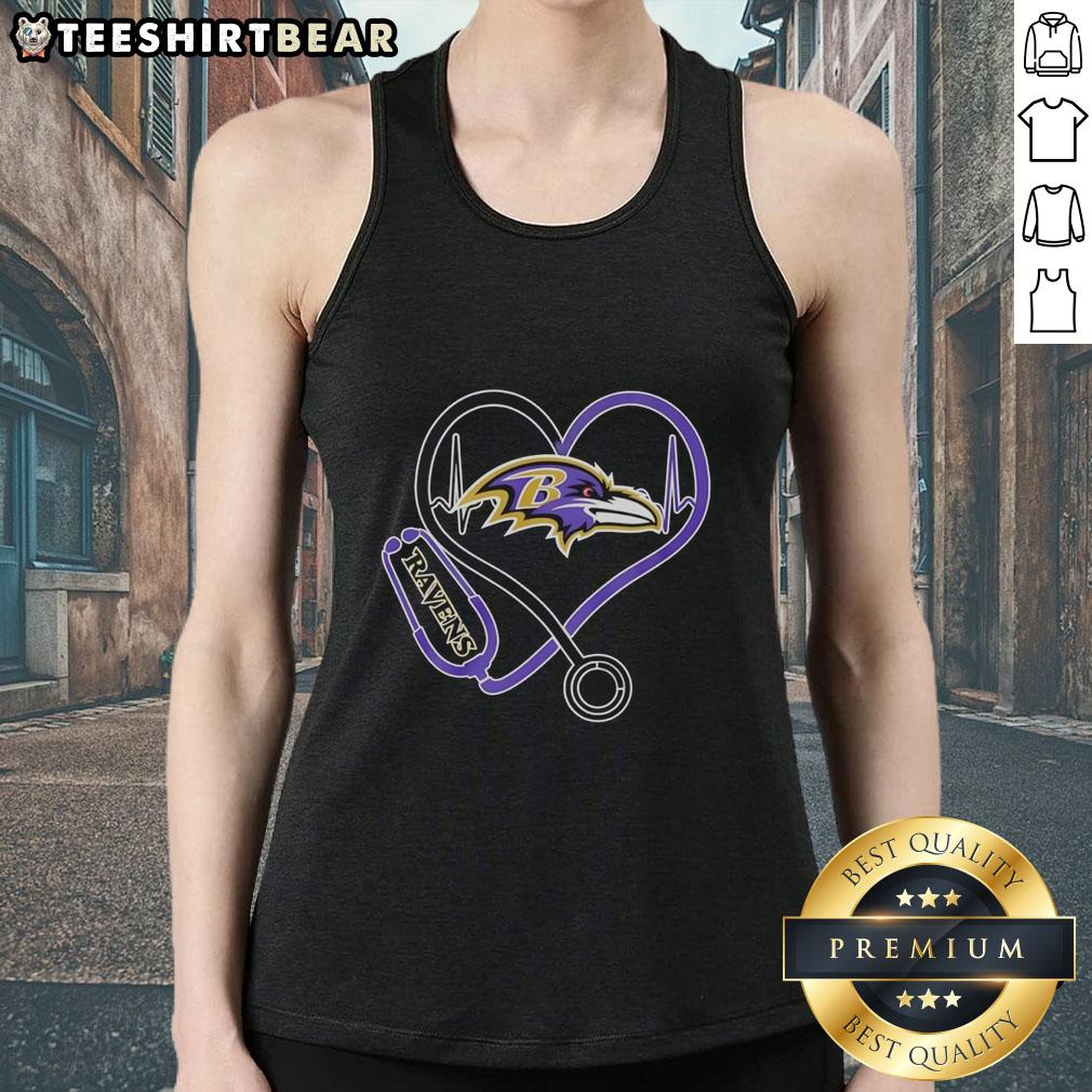 Top Nurse Heartbeat X Baltimore Ravens Logo Tank Top featuring a stylish design for Ravens fans and healthcare heroes.