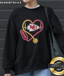 Top Nurse Heartbeat Kansas City Chiefs Logo Sweatshirt showcasing a stylish design for fans and healthcare professionals.
