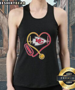 Top Nurse Heartbeat X Kansas City Chiefs Logo Tank Top featuring a vibrant design for nursing fans and football enthusiasts.