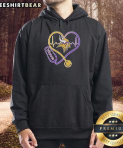Top Nurse Heartbeat Minnesota Vikings Logo Hoodie featuring a stylish design for dedicated fans and healthcare heroes.