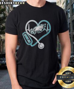 Top Nurse Heartbeat Philadelphia Eagles Logo T-Shirt showcasing a stylish design for proud Eagles fans and healthcare heroes.