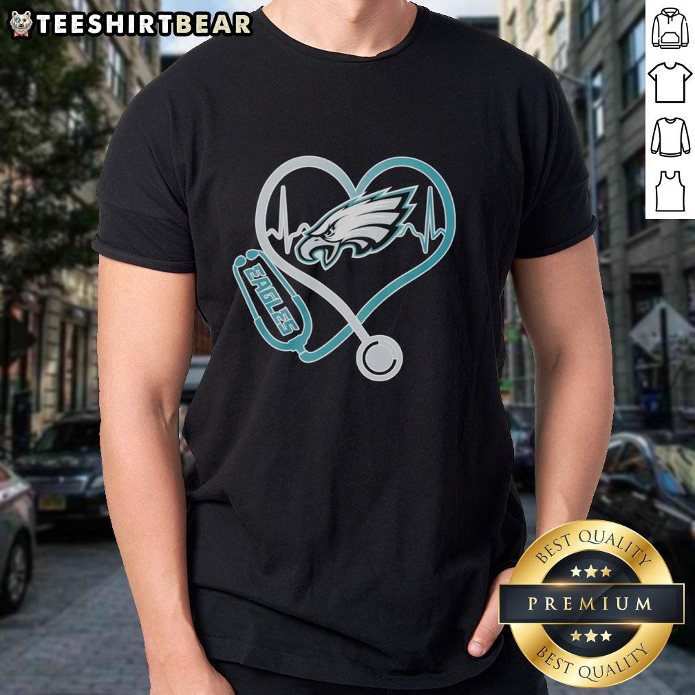 Top Nurse Heartbeat Philadelphia Eagles Logo T-Shirt showcasing a stylish design for proud Eagles fans and healthcare heroes.