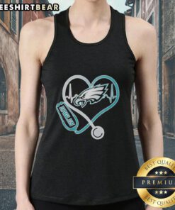 Alt Text: Top Nurse Heartbeat X Philadelphia Eagles Logo Tank Top design featuring a stylish nurse theme and team logo.