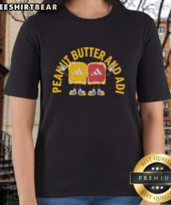 Top Peanut Butter and Adi Adidas Ladies Tee featuring a stylish design for casual wear and sports activities.