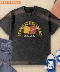 Top Peanut Butter and Adi Adidas washed t-shirt featuring a trendy design and soft fabric for casual wear.