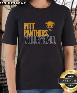 Top Pitt Panthers Volleyball logo overlay on a stylish ladies tee, perfect for fans and athletes.