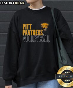 Alt Text: Top Pitt Panthers Volleyball Logo Overlay Sweatshirt featuring vibrant colors and stylish design for fans.