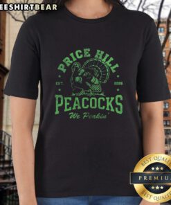 Top Price Hill Peacocks Ladies Tee featuring vibrant peacock design, perfect for stylish casual wear.