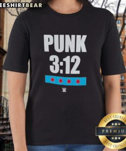 Top Punk 312 WWE Ladies Tee featuring bold graphics and a stylish design for wrestling fans.