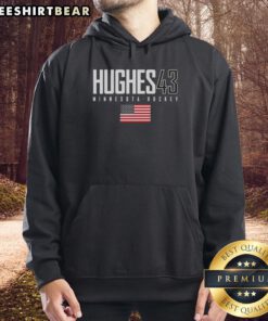 Top Quinn Hughes 43 Minnesota Wild USA Flag Elite Hoodie showcasing vibrant design and team spirit.