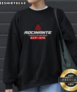 Top Rocinante Legacy Corvette Class Light Frigate ECf-270 sweatshirt featuring a sleek design and space-themed graphics.