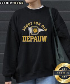Vintage DePauw sweatshirt in a classic style, featuring the 'Top Shout' logo, perfect for retro fashion lovers.