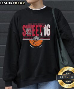 Alt Text: Cozy South Carolina Gamecocks NCAA Women's March Madness Sweet 16 2026 sweatshirt displayed on a wooden background.