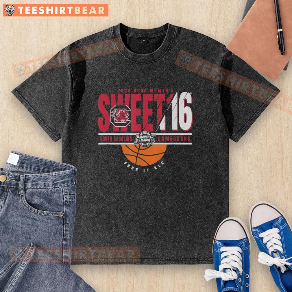 Top South Carolina Gamecocks NCAA Women's March Madness Sweet 16 2026 washed t-shirt, showcasing team pride and style.
