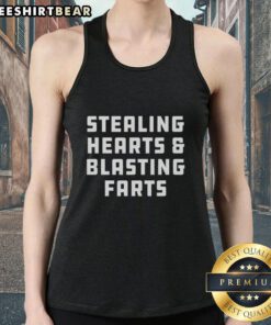 Funny 'Top Stealing Hearts And Blasting Farts' tank top, perfect for sarcastic humor lovers and casual wear.